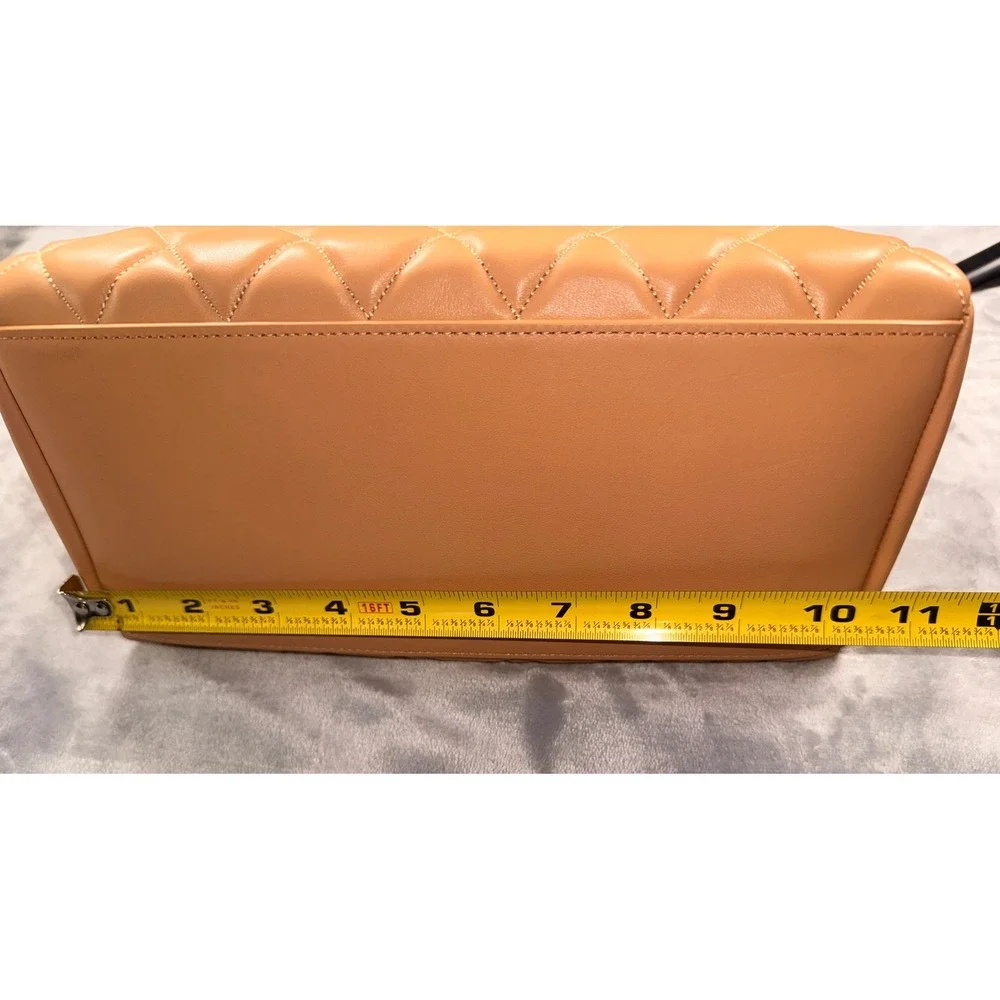 Kate Spade New York Quilted Leather Satchel Apricot Tan Gold Hardware